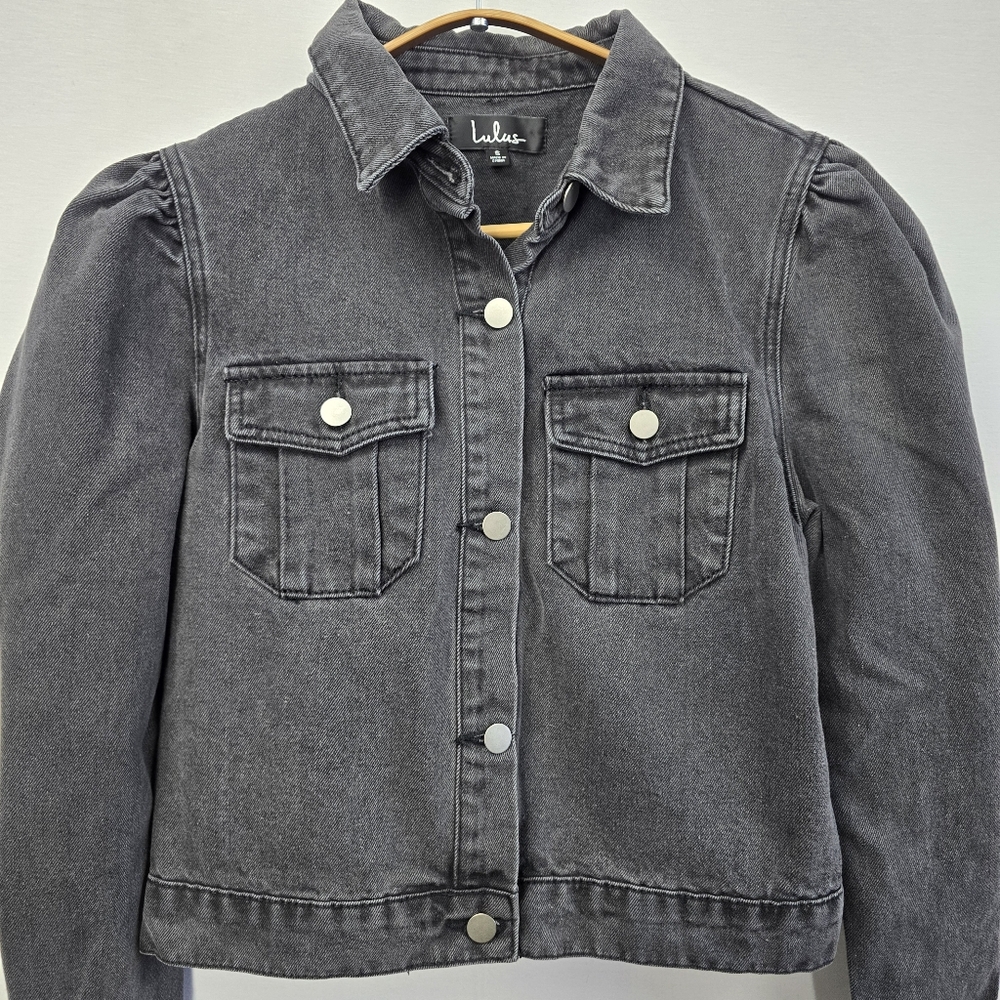 Lulu's Black Denim Jacket Size Small - Picture 2 of 13